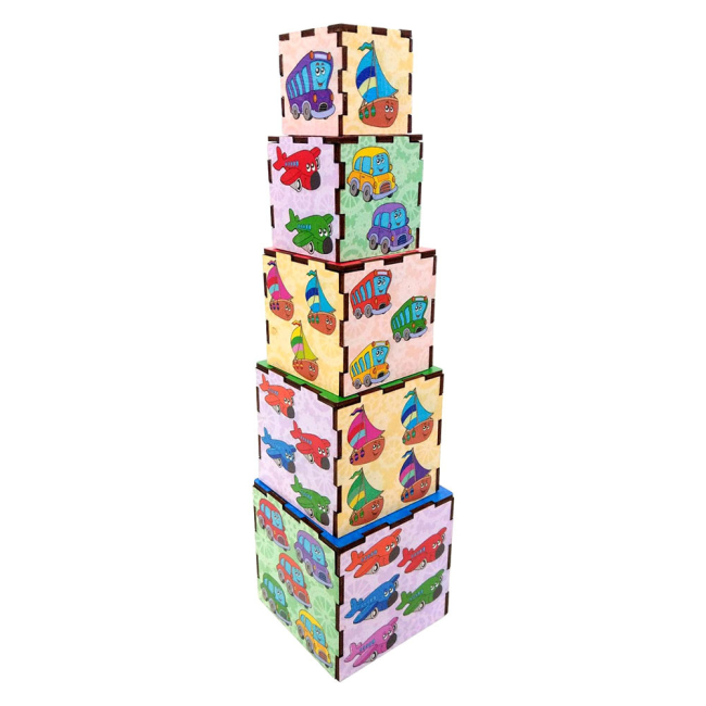 Розвивальні іграшки - Пірамідка-кубики Little Panda Транспорт (10-544116)