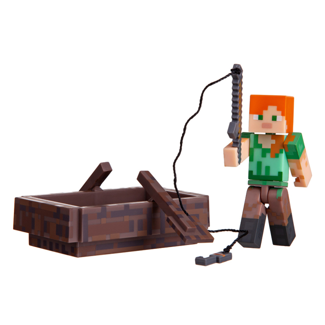 Фигурки персонажей - Фигурка Jazwares Minecraft серия 3 Alex with boat (16491M)