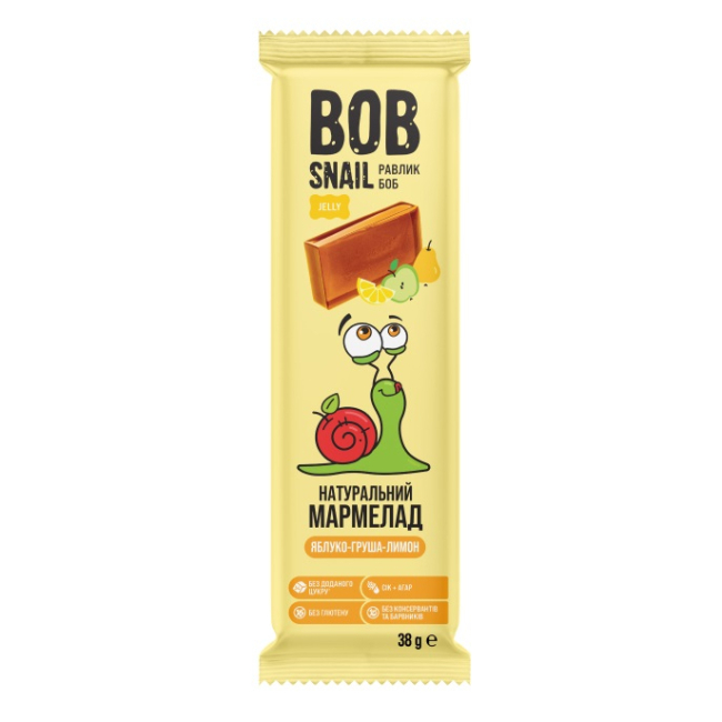Солодощі - Натуральний мармелад Bob Snail Яблуко-Груша-Лимон (4820206081070)