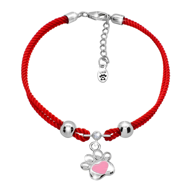 Ювелирные украшения - Браслет на цепочке UMa&UMi Лапка с розовым сердечком (8966522546223)