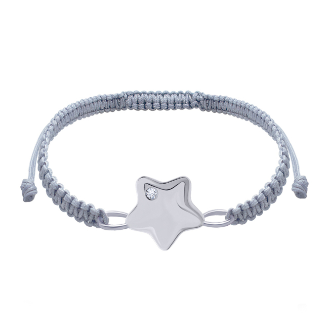 Ювелірні прикраси - Браслет плетений UmaUmi Зірка велика Swarovski сріблястий (5258220852304)