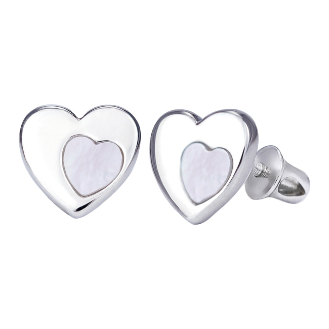 Ювелирные украшения - Серьги UMa&UMi Сердце в сердце белые (8754745658249)