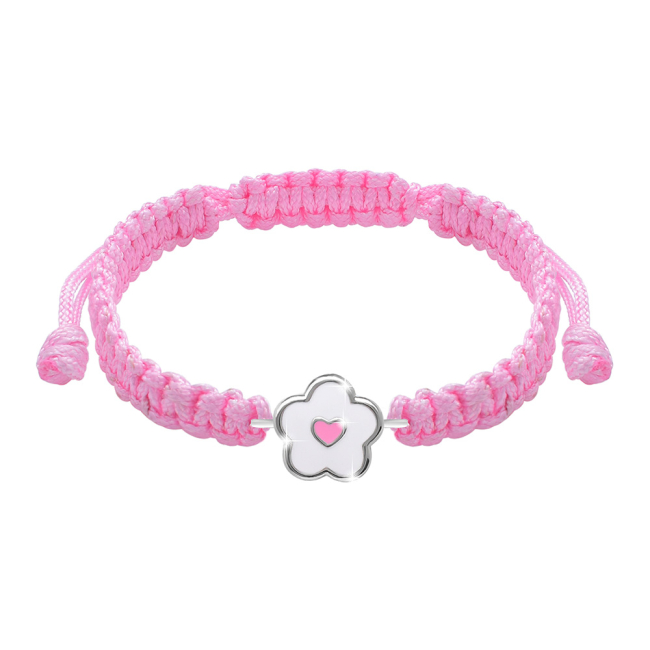 Ювелирные украшения - Браслет плетеный UMa&UMi Цветочек с сердечком розовый (9143862825464)