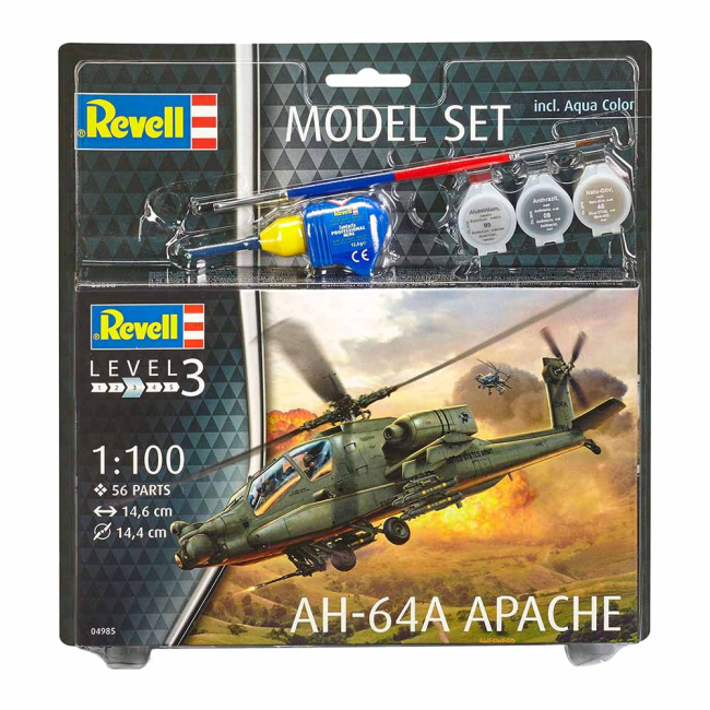 3D-пазли - Набір для моделювання Revell Бойовий гелікоптер AH-64A Апач 1:100 (RVL-64985)