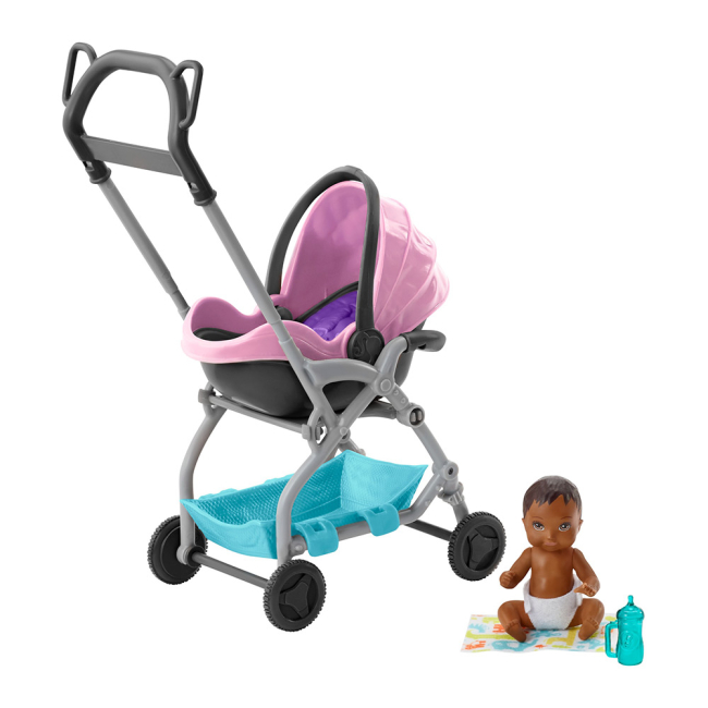 Транспорт і улюбленці - Набір Barbie Догляд за малюками Коляска з малюком рожева (FXG94/FXG95)
