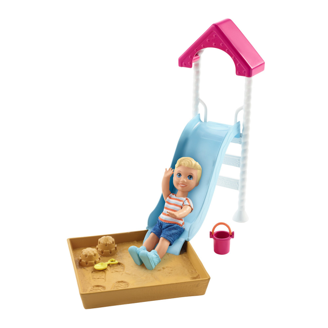 Ляльки - Набір Barbie Догляд за малюками Гірка і пісочниця (FXG94/FXG96)