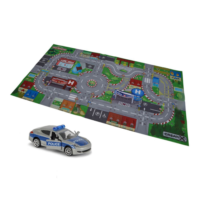 Машинки для малюків - Ігровий килим Majorette Дорога і поліцейська машина (2056410/2056410-1)
