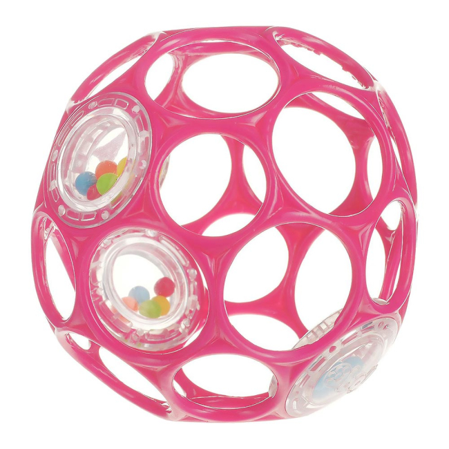 Развивающие игрушки - Развивающая игрушка Oball Мяч с погремушкой розовый 10 см (81031/81031-2)
