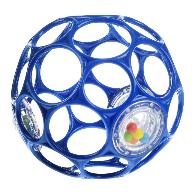 Развивающие игрушки - Развивающая игрушка Oball Мяч с погремушкой синий 10 см (81031/81031-4)