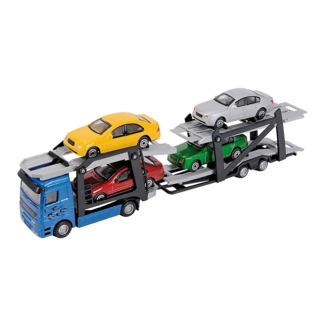 Транспорт і спецтехніка - Автотранспортер Dickie Toys Синій тягач з 4 машинками 28 см (3745000/3745000-1)