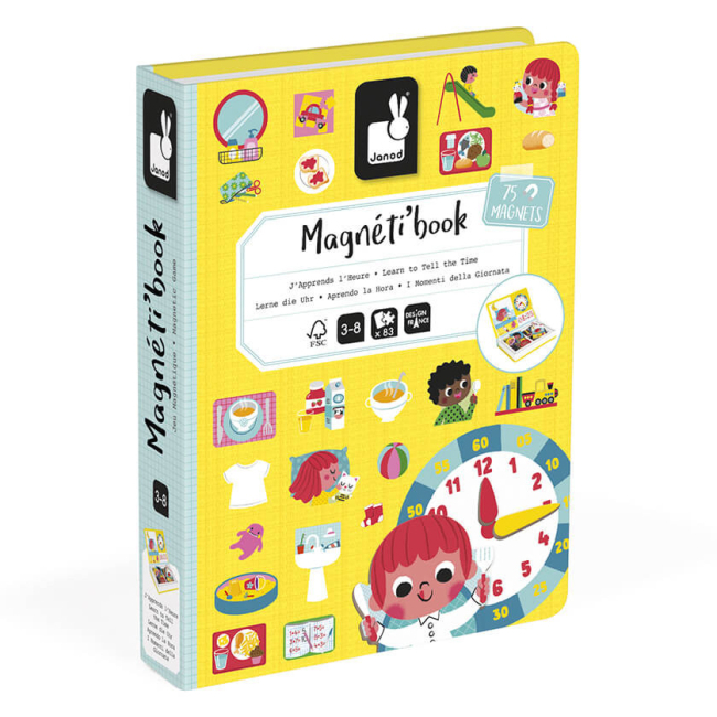 Обучающие игрушки - Магнитная книга Janod Учимся называть время (J02724)