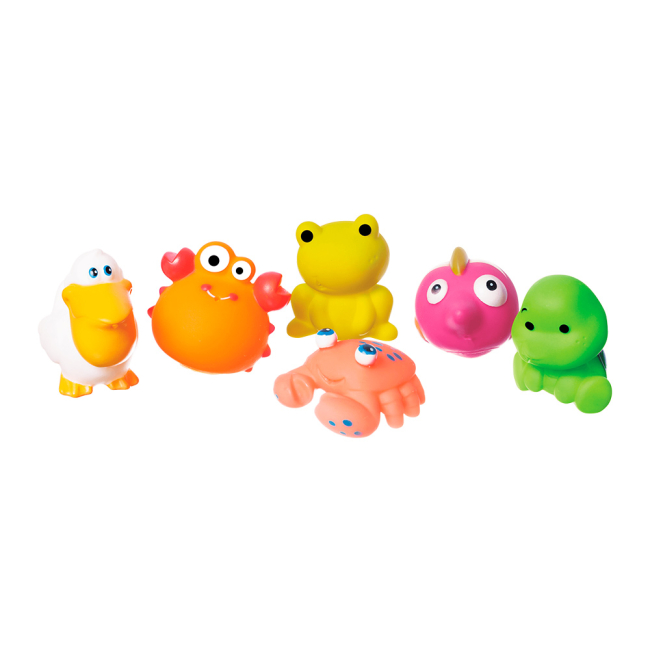 Іграшки для ванни - Набір іграшок для ванни Bebelino Веселі тварини прискавки (58127)