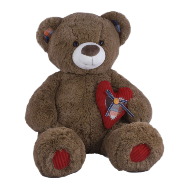М'які тварини - М‘яка іграшка Копиця Ведмедик Бублик із серцем коричневий 90 см (21004-04)
