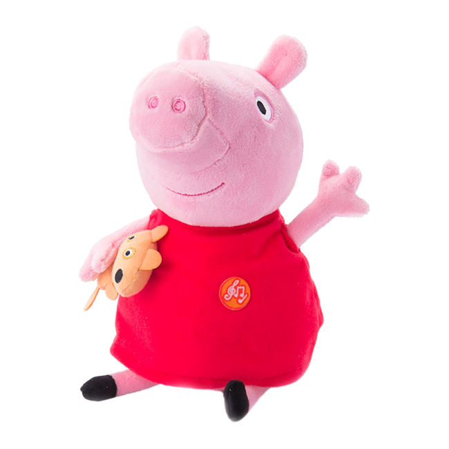Персонажи мультфильмов - Мягкая игрушка Peppa Pig Пеппа с игрушкой 30 см звуковая (30117)