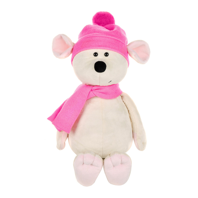 М'які тварини - М'яка іграшка Maxi toys Мишка Пінкі з шарфом і шапкою 28 см (2024401)
