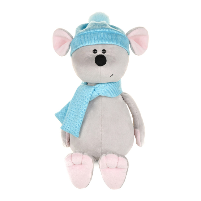 Мягкие животные - Мягкая игрушка Maxi toys Мышонок Блу с шарфом и шапочкой 28 см (2024402)