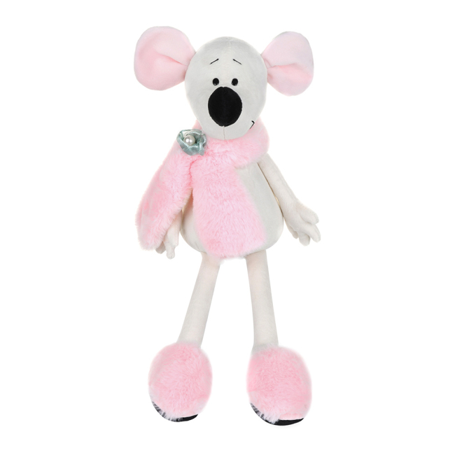 М'які тварини - М'яка іграшка Maxi toys Мишка Носатік у хутряному шарфику і капцях 23 см (2024407)