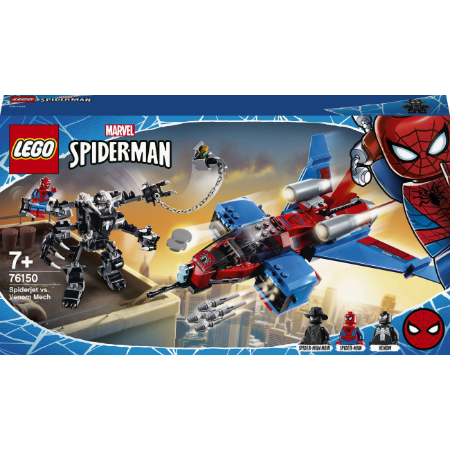 Уцененные игрушки - Уценка! Конструктор LEGO Marvel Super Heroes Реактивный самолёт Человека-Паука против Робота Венома (76150)