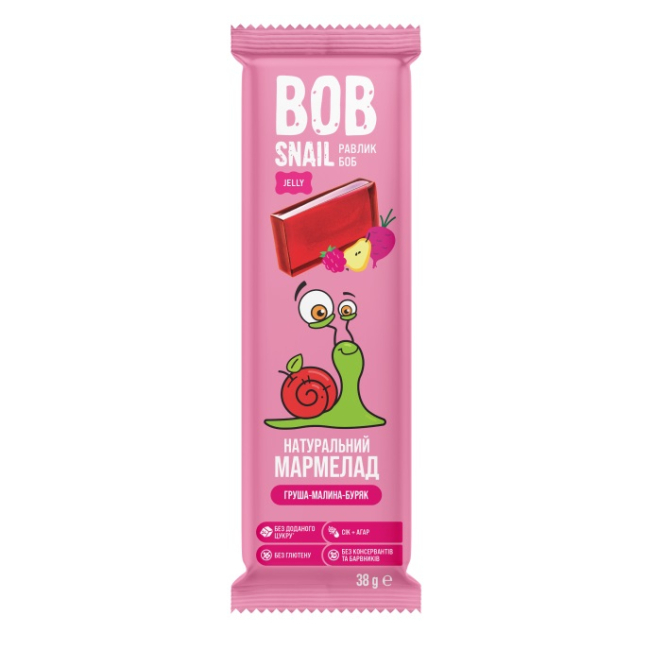 Солодощі - Натуральний мармелад Bob Snail Груша-Малина-Буряк (4820219340720)