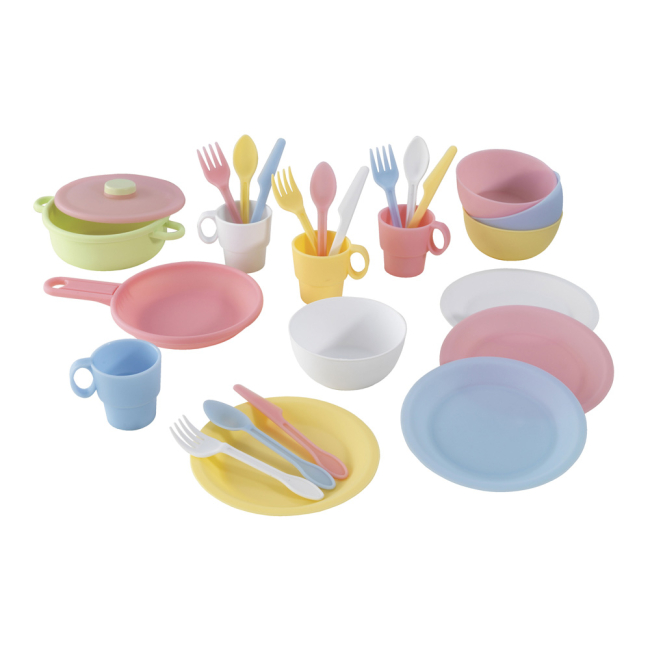 Детские кухни и бытовая техника - Набор детской посудки KidKraft Пастель 27 предметов (63027)