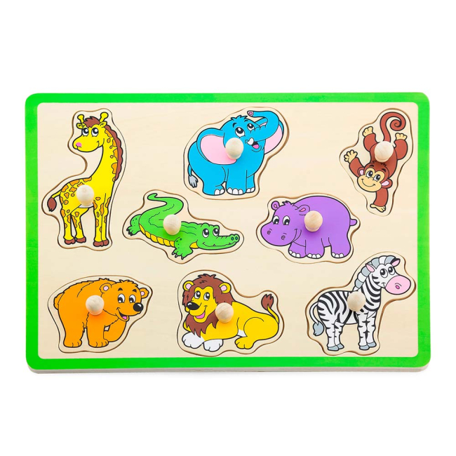 Розвивальні іграшки - Пазл-вкладиш Viga Toys Дикі тварини (50019)