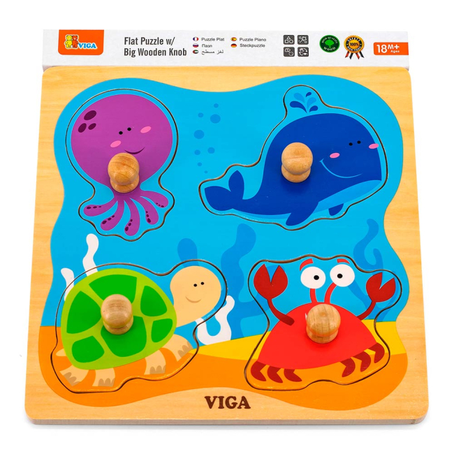 Розвивальні іграшки - Пазл-вкладиш Viga Toys Морські мешканці (50132)