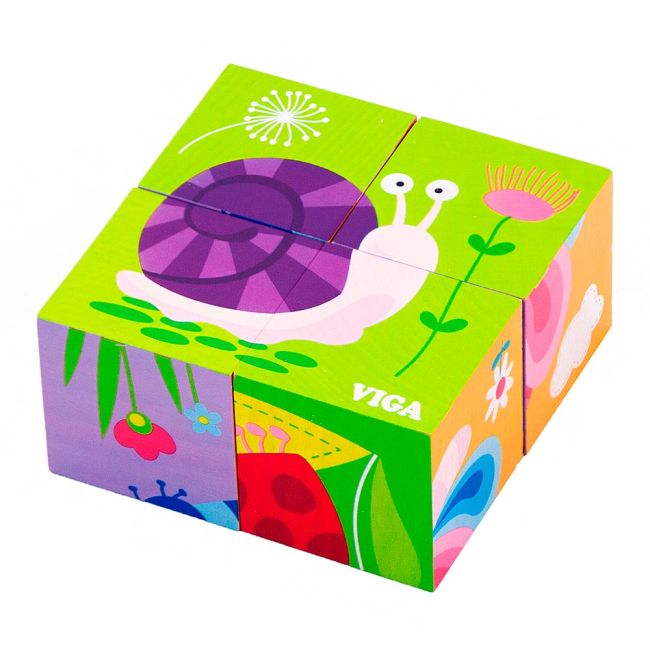 Розвивальні іграшки - Кубики-пазли Viga Toys Комахи (50160)
