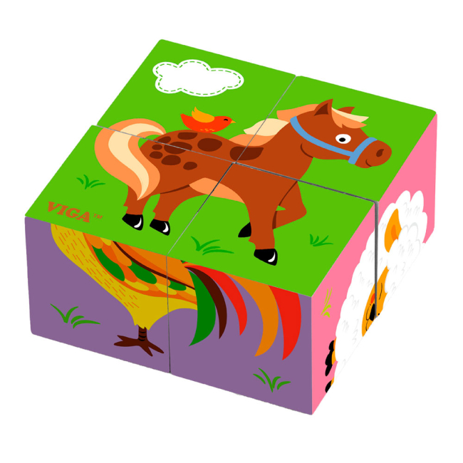 Развивающие игрушки - Кубики-пазлы Viga Toys Ферма (50835)