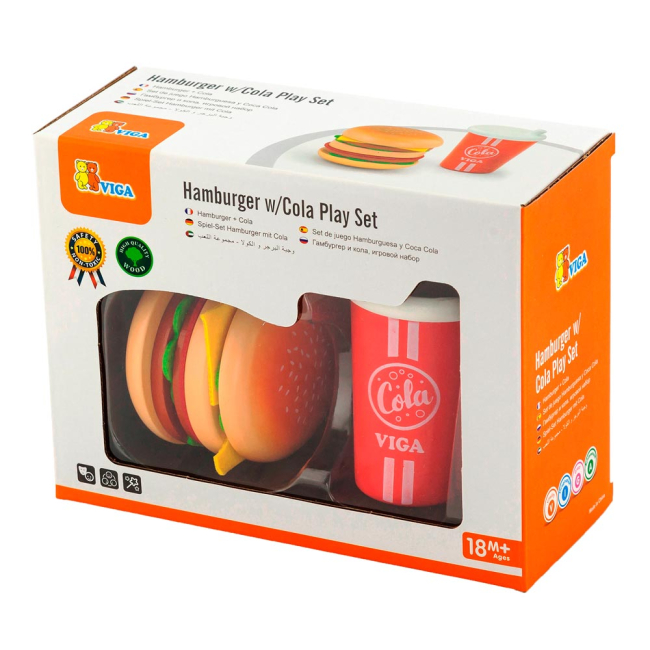 Детские кухни и бытовая техника - Игровой набор Viga Toys Гамбургер и кола (51602)
