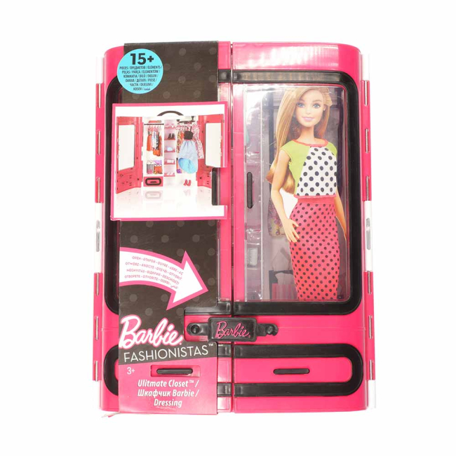 Уцененные игрушки - Уценка! Игровой набор Шкаф-чемодан для одежды Стильный Barbie (DMT57)