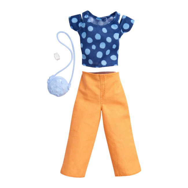 Одяг та аксесуари - Одяг Barbie Вдягни та йди Футболка синя в горошок і помаранчеві штани (FYW85/FKR98)