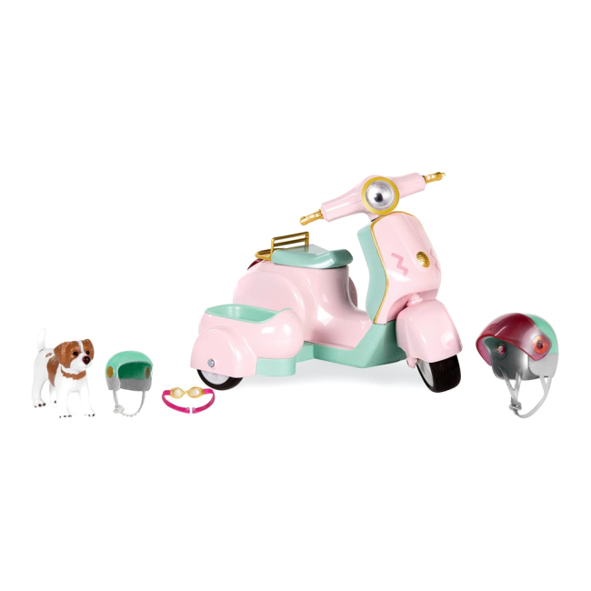 Транспорт и питомцы - Игровой набор Lori Мопед с коляской и собачкой с эффектами (LO37034Z)