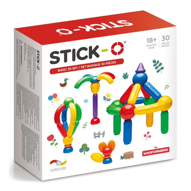 Магнітні конструктори - Магнітний конструктор Stick-O Базовий набір 30 елементів (901003)
