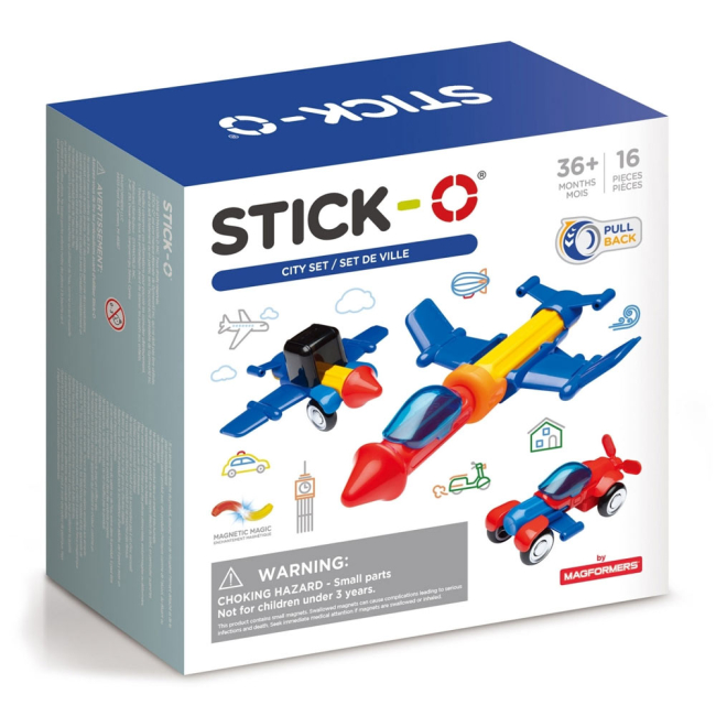 Магнітні конструктори - Магнітний конструктор Stick-O Транспорт 16 елементів (902003)
