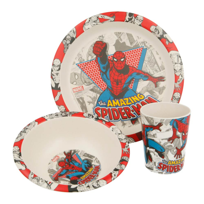 Чашки, склянки - Набір посуду Stor Людина-павук бамбуковий 3 предмети (Stor-01275)