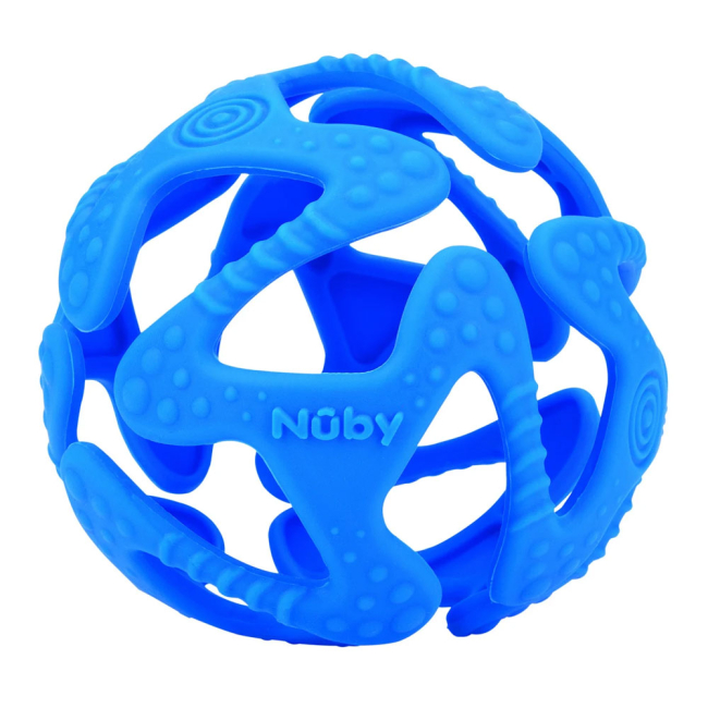 Погремушки, прорезыватели - Прорезыватель силиконовый Nuby Мяч синий (6836/6836blue)