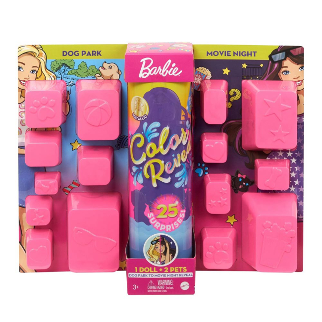 Куклы - Набор-сюрприз Barbie Color reveal Парк для собак и Ночь кино (GPD54/GPD56)