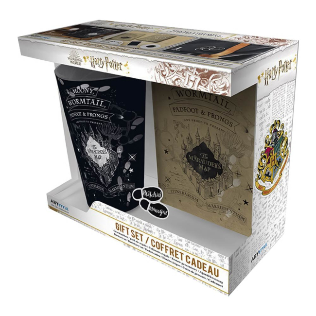 Чашки, склянки - Подарунковий набір ABYstyle Harry Potter Карта мародера стакан 400 мл значок та блокнот (ABYPCK187)