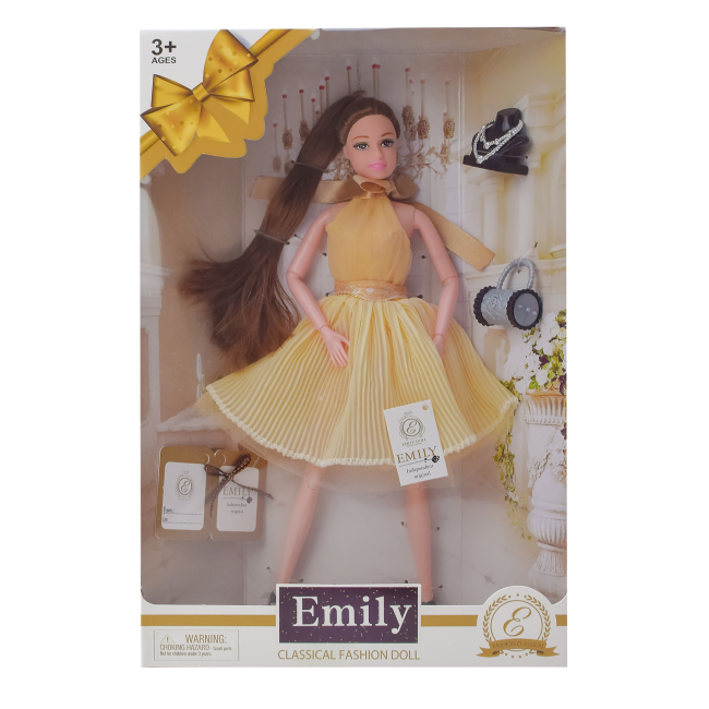 Ляльки - Лялька Shantou Jinxing Emily Шатенка в жовтій сукні (QJ067A)