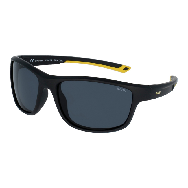 Сонцезахисні окуляри - Сонцезахисні окуляри INVU Kids Спортивні чорні з жовтим (K2005A)