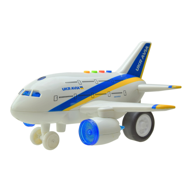 Транспорт і спецтехніка - Іграшковий літак Автопром Ukr avia двопалубний 1:160 із ефектами (8903A)