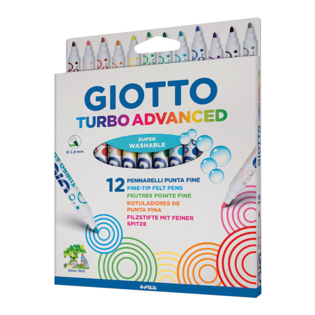 Канцтовари - Фломастери Fila Giotto Turbo advanced 12 кольорів (426000)