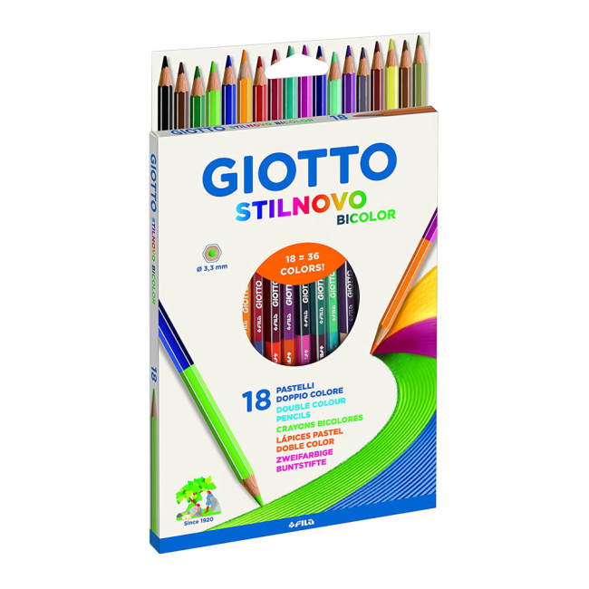 Канцтовары - Карандаши цветные Fila Giotto Stilnovo двухсторонние 18 штук (25720000)