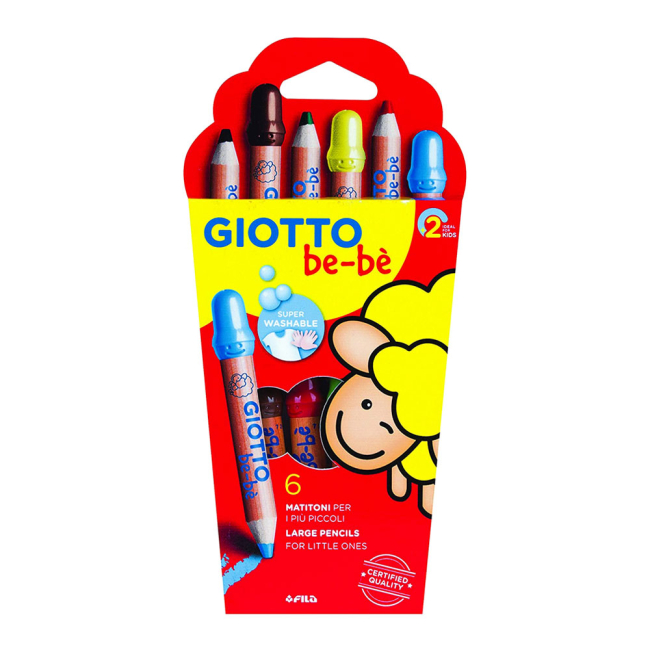 Канцтовари - Олівці кольорові Fila Giotto Bebe super large 6 кольорів із чинкою (466400)