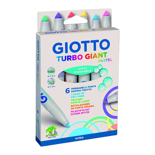 Канцтовари - Фломастери Fila Giotto Turbo giant пастельні 6 кольорів (431000)