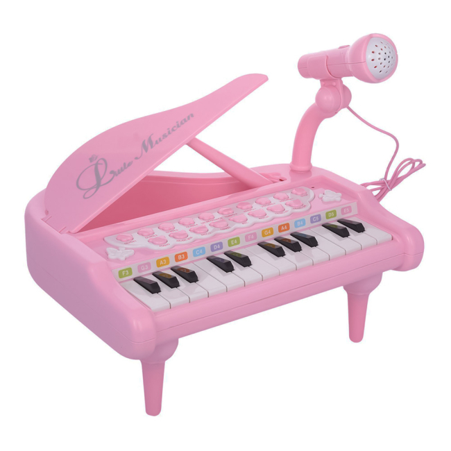 Музыкальные инструменты - Игрушечное пианино-синтезатор Baoli розовое с микрофоном 24 клавиши (BAO-1505B-P)