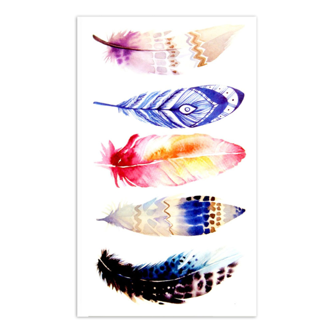 Косметика - Набор тату для тела Tattooshka Цветные перья (T-161)