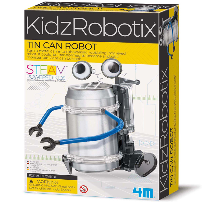 Наукові ігри, фокуси та досліди - Науковий набір 4M KidzRobotix Робот-жерстянка (00-03270)