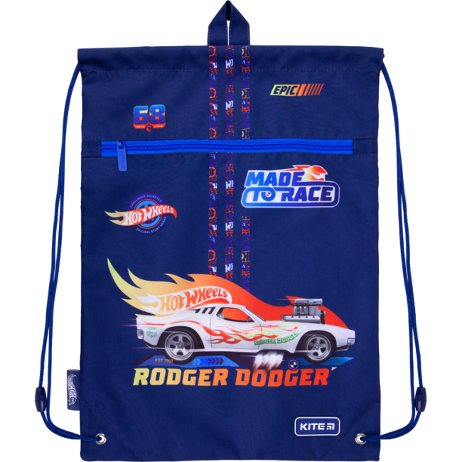 Рюкзаки и сумки - Сумка для обуви Kite Education Hot Wheels Rodger Dodger синяя с карманом (HW21-601M-1)