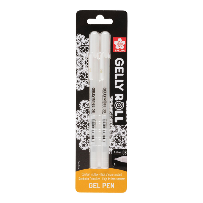 Канцтовари - Ручка гелева Sakura Basic 08 medium білий 2 штуки (BLXPGB1A) (BLXPGB2A)